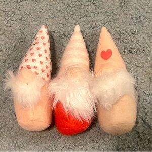 Set of Three Plush Valentines Gnomes with Hearts